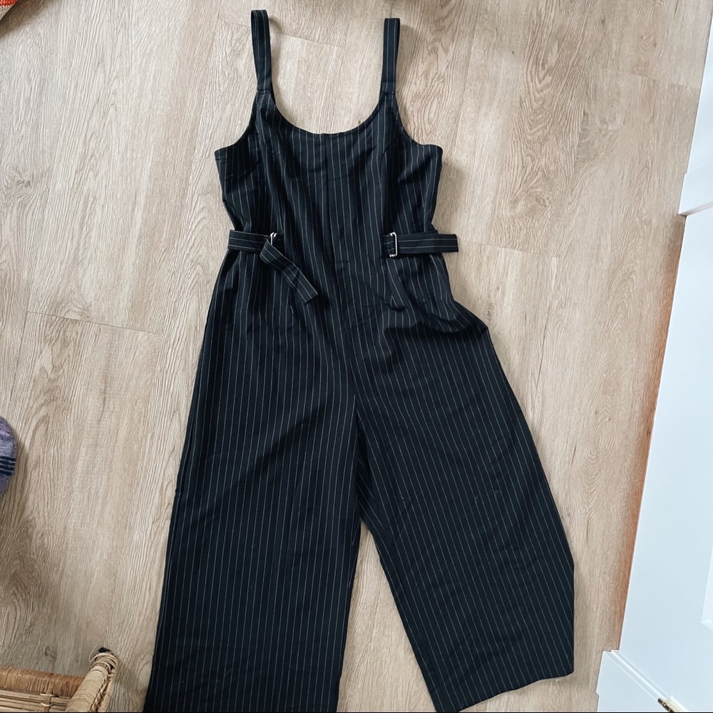 Hem & Thread Black Pinstripe Overalls